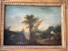 18th Century Romantic Gallant Scene Park Lovers in Garden Versailles Oil Canvas