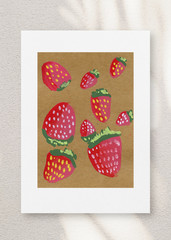 ACEO / ATC Strawberries Toned Paper Still Life Background Acrylic OOKA Painting