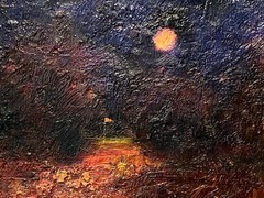 Golf Green at Night Abstract Original Painting by Gary Max Collins Utah Painter