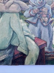 ANTIQUE PAINTING IMPRESSIONIST CIRCUS WOMEN ART DECO BUCHHOLZ LISTED LARGE OIL
