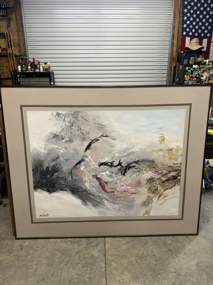 Mid – Century Modern Lee Reynolds Oil Painting on Canvas vanguard studios