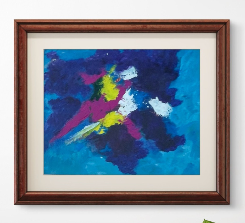 Original „Lights in the Sky“ 9×12 Canvas Expressionism Abstract Design Home Art