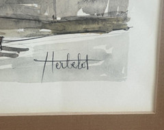 Set of 4 Vintage Franz Herbelot Paris Watercolor Litho Print Artwork