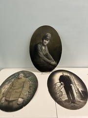 Lot Of 3 Oval Painted Portraits 20 x 14” Realistic Early 20th Century Men Woman