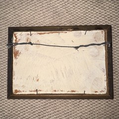Antique Oil on Board Painting – New England Maritime Shore Fisherman on Dock