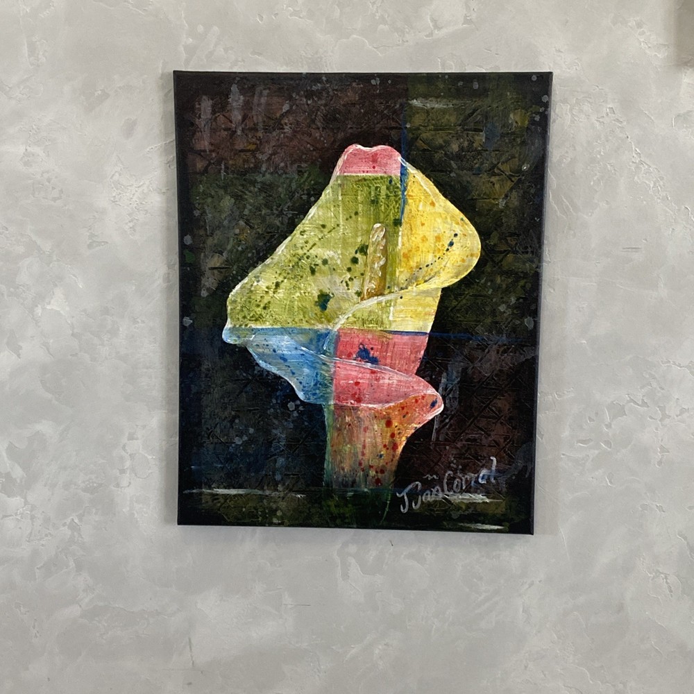 Original Acrylic Painting on canvas 16”x 20” COA „Confused Calla Lily “ Signed