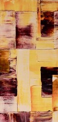 ShawNshawN Abstract Original Painting on Canvas 10×20 Yellow Black Art