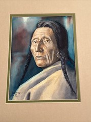 PAUL SOLLOSY PAINTING NATIVE AMERICAN INDIAN CHIEF PORTRAIT TRIBAL LISTED FAMOUS