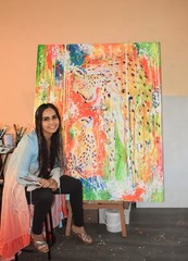 Guajardo Art: Peacock Royalty 9X6 Paper Neo Expressionism Sumi-e