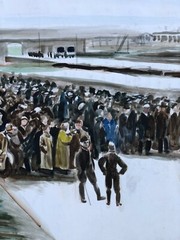 Concentration Camp-Holocaust Watercolor Painting-1970s-Israel Louis Winarsky