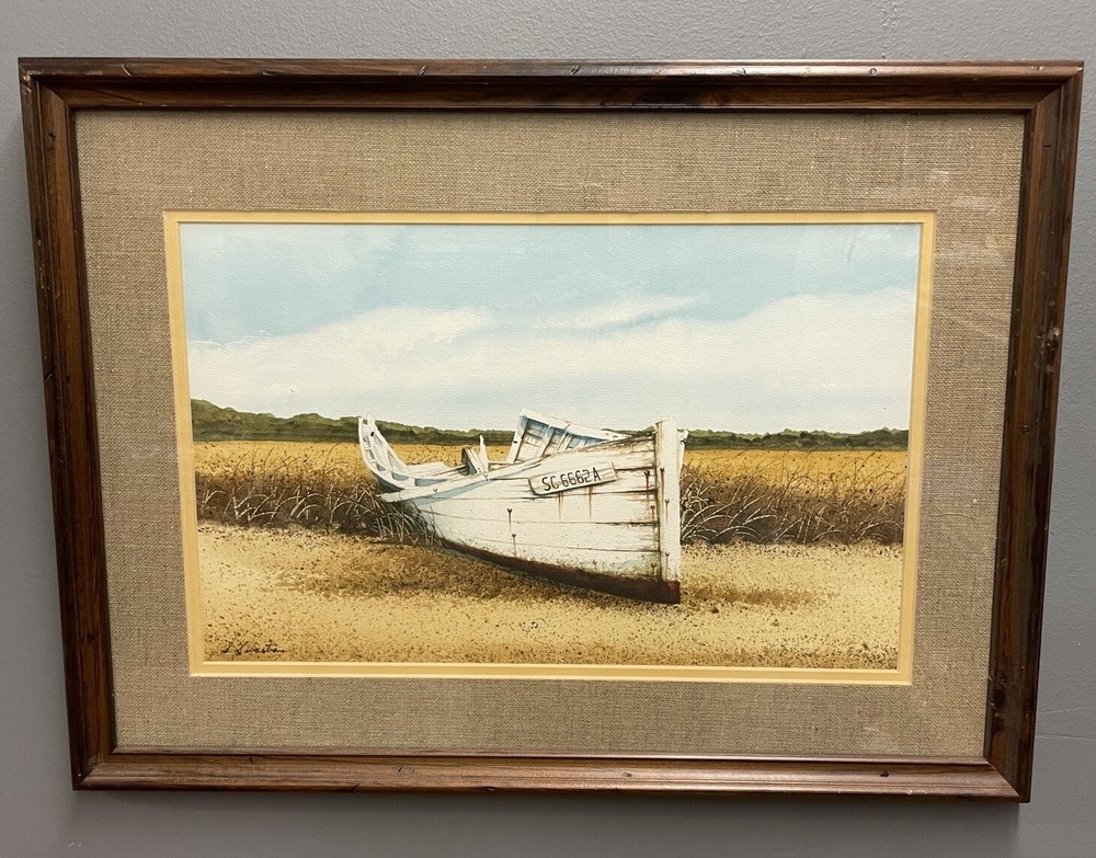 Original Watercolor Painting by Stephen Sebastian South Carolina Beach Skiff