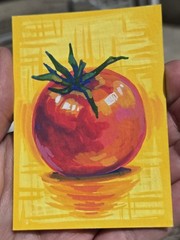 aceo original painting Acrylic Painting Red Tomato Miniature Food Art