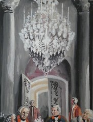 Vintage Watercolor and Gouache “18th century Party” by B. Lehmann 1920