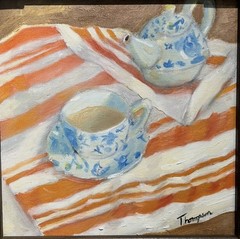 Oil On Canvas English Tea Original By Robert Thompson Framed￼