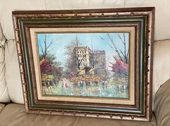 FRENCH IMPRESSIONIST L ALEXIS ARTIST FRANCE PARIS STREET SCENE FRAMED OIL CANVAS