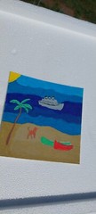 G.A.Titan Acrylic Painting IMPRESSIONISM Boat Seascape Boat Dog