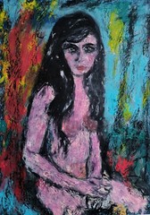 Portrait Woman – Abstract Modern Art – Oil Chalk A4 Paper – Modern Art