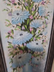 Patsy Tymoski Acrylic Painting Pastel Blue Floral Flowers Signed Mounted Framed
