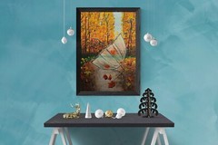 Beautiful Autumn Park Original Oil Painting with Colorful Trees