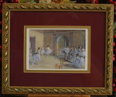 VTG FRAMED SMALL ART GALLERY DEGAS COLOR PRINT OF „THE DANCE FOYER AT THE OPERA“