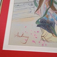 Vintage Signed Original Watercolor Paintings Asian Maiden Set of 2 Framed MCM