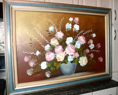 Kelland FLOWERS IN VASE Canvas OIL PAINTING Original 31″x42″ Soft Color