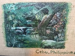 Painting On Burlap Cebu, Philippines Mounted On Free Standing Frame/Letter…