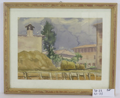 Painting In Watercolor View Of Country Signed Pancaldi Painter Of Modena P0