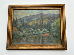 ANTIQUE AMERICAN IMPRESSIONIST PAINTING LANDSCAPE INDIANA CALIFORNIA KENNEDY