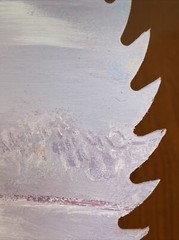 William Fritzsch Jr (1939-2018) Acrylic On Saw Blade Eagle Flying Mountain River