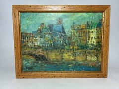 Vintage Impasto Oil Painting Italian Canal Scene – Signed Egroeg 1976 – Italy
