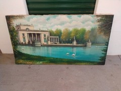 Vtg Lazienki Park Warsaw Poland Impressionist Landscape Oil Painting Signed