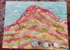 Southwest Hills With Grazing Sheep An Acrylic Original Painting 16”x12”x1.5”
