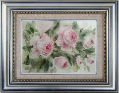 Flowers PINK ROSES Original Modern Artwork Painting Floral Landscape Art Gift A5