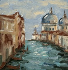 Impressionist Venice Canal Cityscape Oil Painting on Canvas Original Impasto