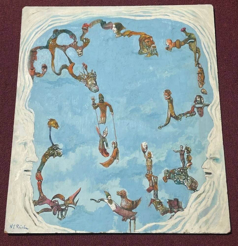 Nathaniel Reich Original Surreal Oil Painting on Board 28 X 32.5″