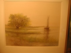 1944 WATERCOLOR SEASCAPE,LARGE,BY JOSEPH ANTHONY ATCHISON,EASTERN SHORE VA,ORIG