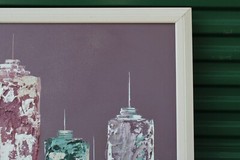 Mid-20th Century IMPASTO Abstract Buildings Oil Painting FRANK WALCUTT