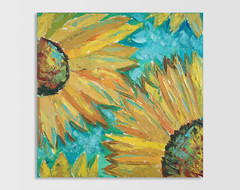 Original oil painting on canvas Sunflower Wall art Big Yelloy Flower 60 x 60 cm