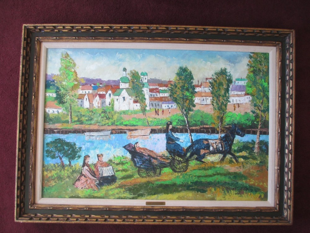 LARGE Mid-Century Oil Painting by Listed Artist S. Gruber BSMT