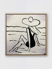 RiverRunArt Original Abstract Acrylic 12×12 Ocean Silhouette Canvas Wall Art