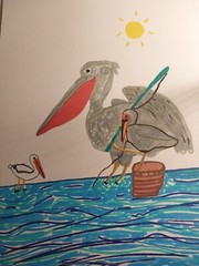 GAT PAINTINGS IMPRESSIONISM ORIGINAL COLLECTIBLE WHIMSICAL ANIMALS PELICAN STORK