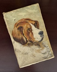 Antique Original Saint Bernard Oil Painting – Unframed – READ