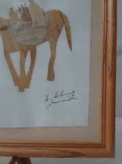 Banana Leaf Collage Folk Art Painting Farmer & Donkey Jamaica Framed Original