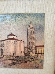 Marija Kalajzic Signed Enamel on Copper Framed Miniature Landscape Artwork
