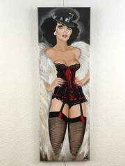 LAËTITIA GUILBAUD (FRENCH) ORIGINAL SIGNED „JOAN COLLINS“ PAINTING ON CANVAS
