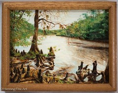 Stunning Original Oil Painting of Cypress Tree Florida River Signed J.R. Boyd 2