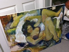 Oil Painting Industrial Fauvism Boudoir Interior 38”x30” Canvas Original Signed