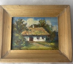 Mini Painting Hut Countryside Sunny Morning Landscape Argentina 6” X 4.5” Framed