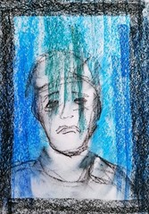 Portrait Man – Abstract Modern Art – Oil Chalk A4 Paper – Modern Art